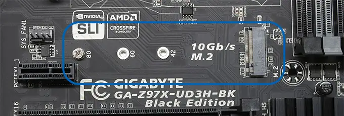 Роз'єм для підключення SSD M.2 на материнській платі