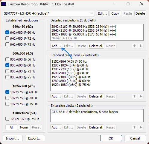 Додавання Detailed Resolution в CRU