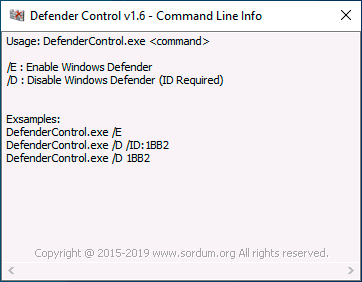 Використання Defender Control в командному рядку