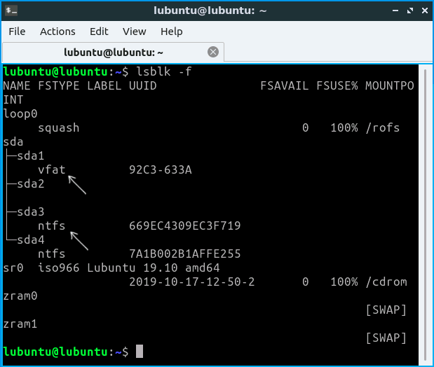 Файлова система дисків у терміналі Linux