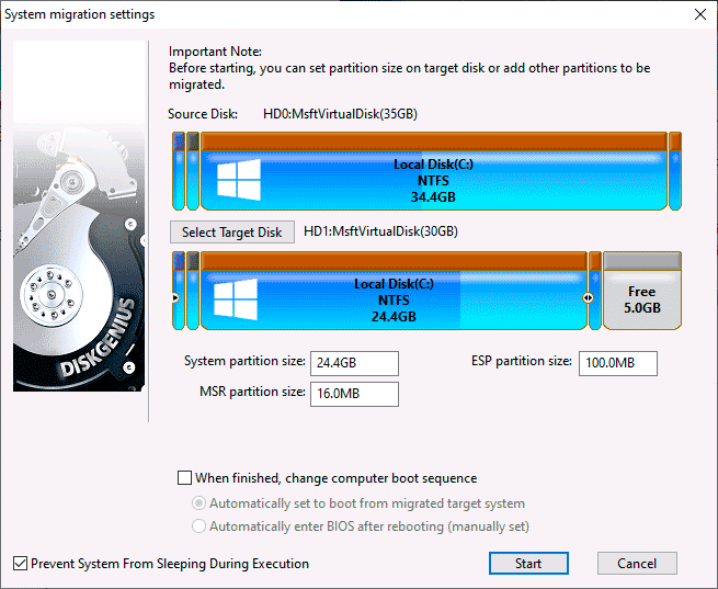 Перенос системи на інший диск в DiskGenius