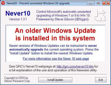 Установка оновлення в Never 10