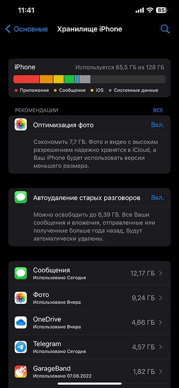 Перевірка стану сховища iPhone