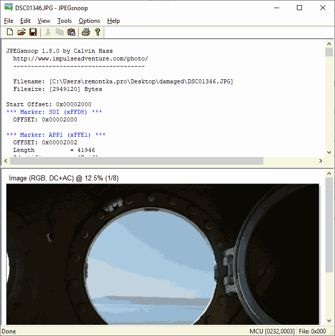Знайдене зображення в JPEGSnoop