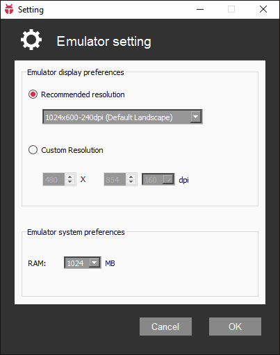 Налаштування роздільної здатності та пам’яті в Koplayer