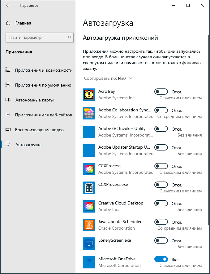Керування автозавантаженням програм у параметрах Windows 10