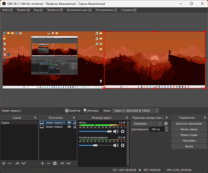 Запис кількох екранів поруч один з одним