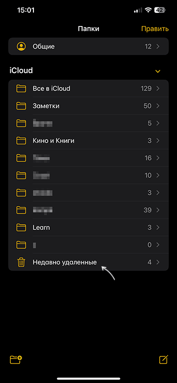 Кошик з нотатками на iPhone