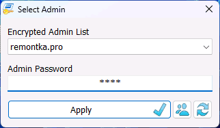 Ввод пароля адміністратора в RunAs Tool