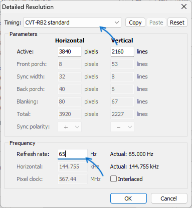 Налаштування частоти оновлення в Custom Resolution Utility