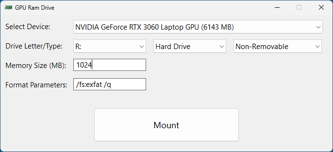 Створення диска в пам'яті відеокарти