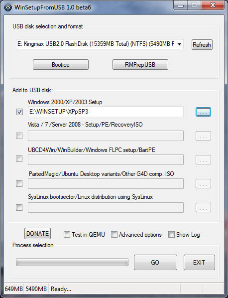 Запис Windows XP на флешку