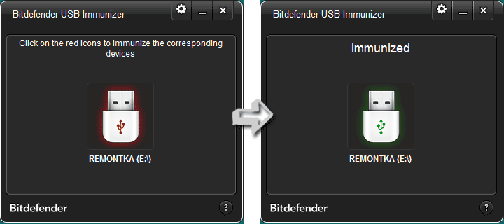 Використання програми USB Immunizer