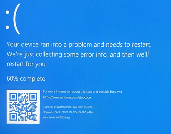 Синій екран Wdf01000.sys при ввімкненні комп'ютера