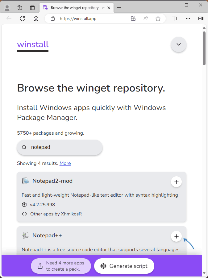 Додавання додатків у Winstall