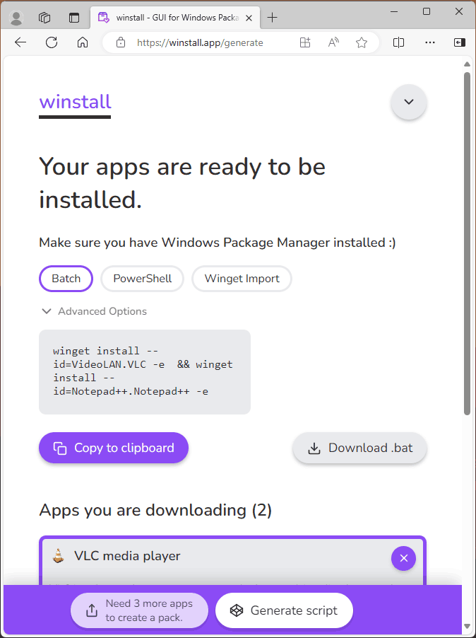 Отримати скрипт у Winstall