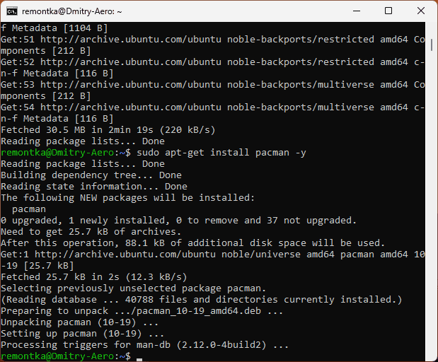 Встановлення програм у WSL Windows