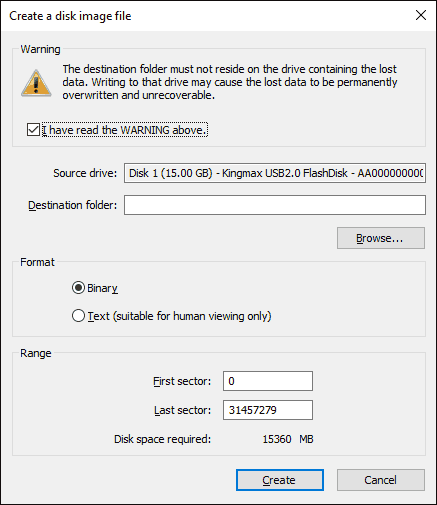 Створення образу диска в File Scavenger