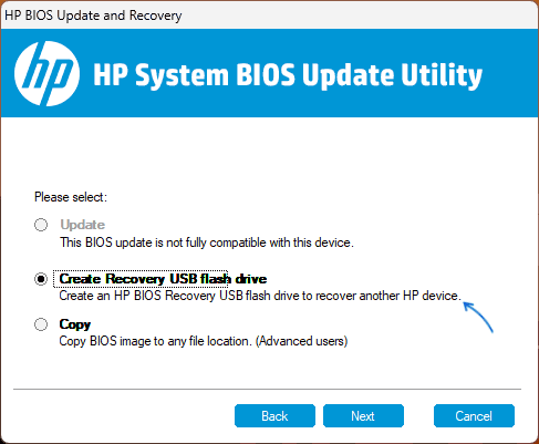Створення флешки для відновлення БІОС ноутбука HP