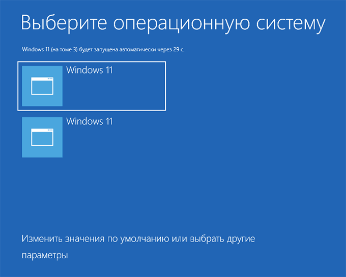 Одночасні пункти в меню завантаження Windows