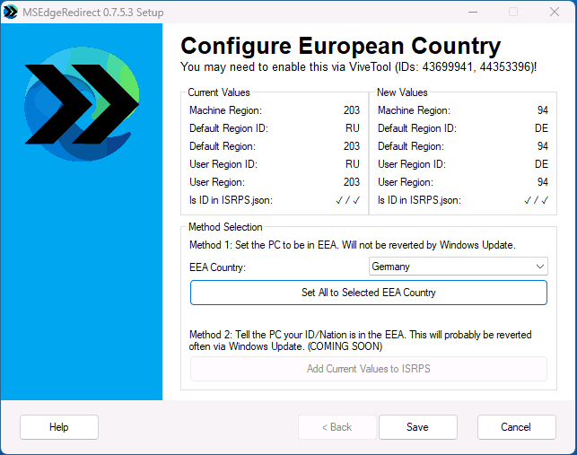 Налаштування країни