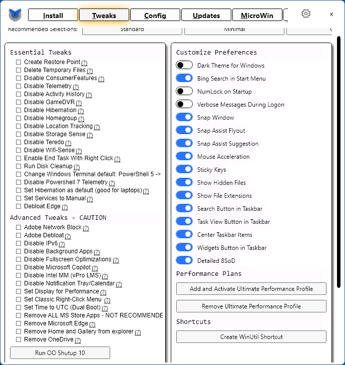 Твіки системи