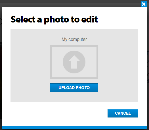 Завантаження фото для редагування в Photoshop Online Tools