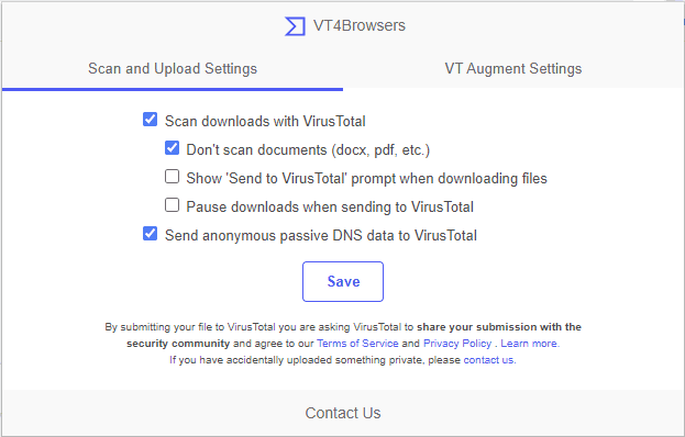 Налаштування розширення VT4Browsers