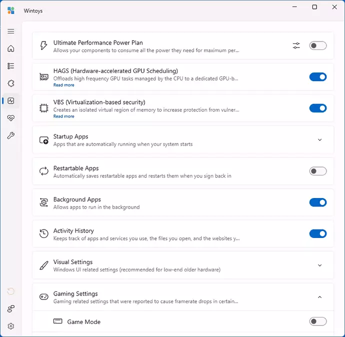 Керування програмами у Wintoys